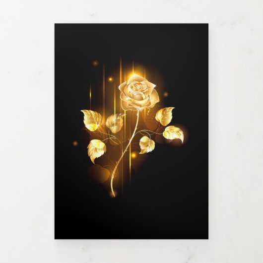 Goldene Rose (goldene Rose) Dreifach Gefaltete Einladung (Cover)