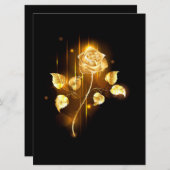 Goldene Rose (goldene Rose) Einladung (Vorne/Hinten)