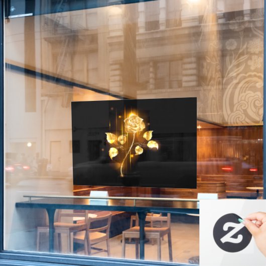Goldene Rose (goldene Rose) Fensteraufkleber (Café-Fenster)