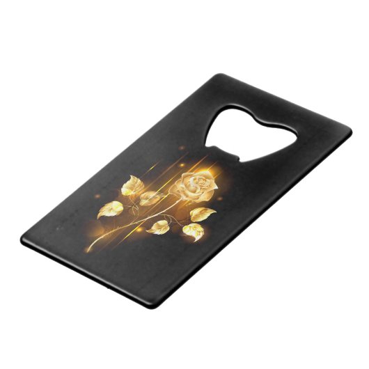 Goldene Rose (goldene Rose) Geldbeutel Flaschenöffner (Rückseite Schrägansicht)