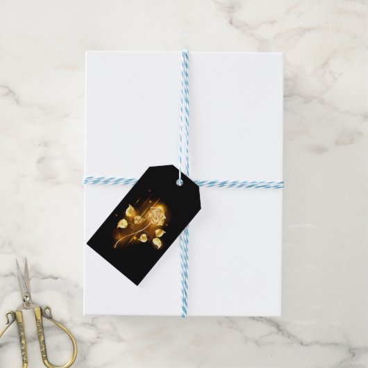 Goldene Rose (goldene Rose) Geschenkanhänger (Mit Garn)