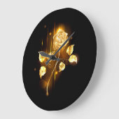 Goldene Rose (goldene Rose) Große Wanduhr (Winkel)