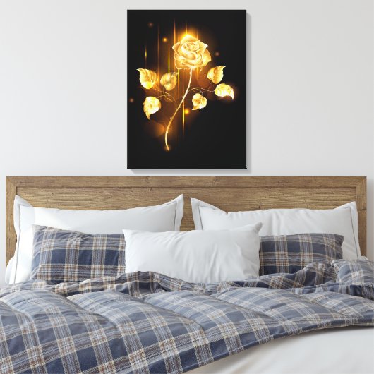 Goldene Rose (goldene Rose) Leinwanddruck (Insitu (Schlafzimmer))
