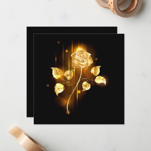 Goldene Rose (goldene Rose) Mitteilungskarte (Vorderseite/Rückseite Beispiel)