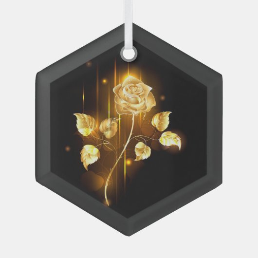 Goldene Rose (goldene Rose) Ornament Aus Glas (Vorderseite)