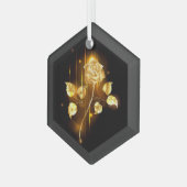 Goldene Rose (goldene Rose) Ornament Aus Glas (Vorderseite Links)