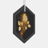 Goldene Rose (goldene Rose) Ornament Aus Glas (Vorderseite Rechts)