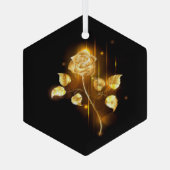 Goldene Rose (goldene Rose) Ornament Aus Glas (Rückseite)