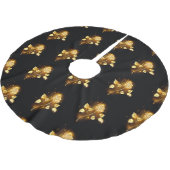 Goldene Rose (goldene Rose) Polyester Weihnachtsbaumdecke (Schrägansicht)