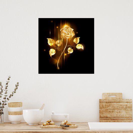 Goldene Rose (goldene Rose) Poster (Küche)