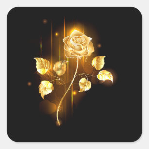 Goldene Rose (goldene Rose) Quadratischer Aufkleber
