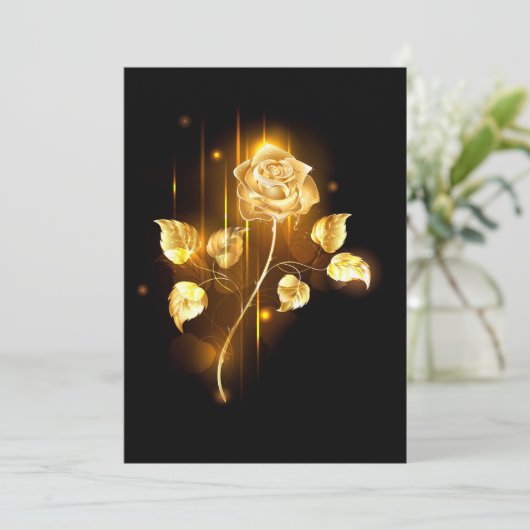 Goldene Rose (goldene Rose) Save The Date (Stehend Vorderseite)