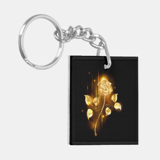 Goldene Rose (goldene Rose) Schlüsselanhänger (Vorderseite links)