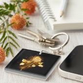 Goldene Rose (goldene Rose) Schlüsselanhänger (Vorderseite rechts)