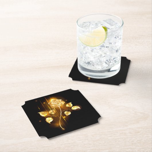 Goldene Rose (goldene Rose) Untersetzer (Vor Ort)