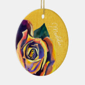 Goldene Rose Gotische Aquarellkunst Keramik Ornament (Rechts)