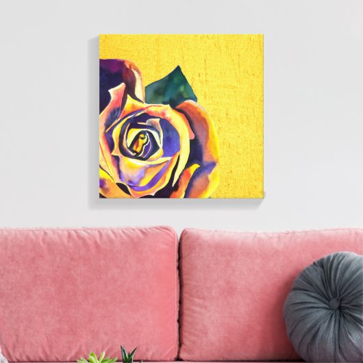 Goldene Rose Gotische Aquarellkunst Leinwanddruck (Insitu (Wohnzimmer))