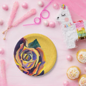 Goldene Rose Gotische Aquarellkunst Pappteller (Party)