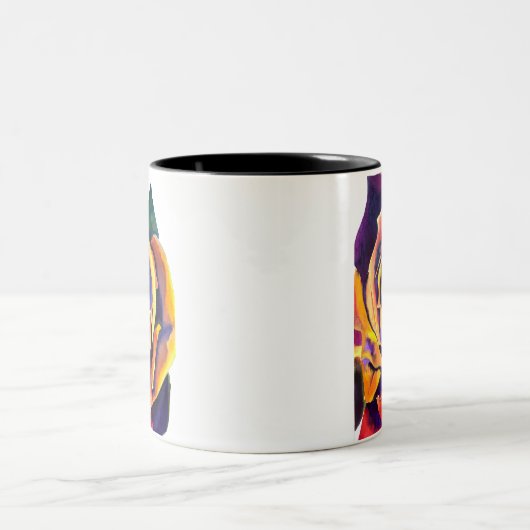 Goldene Rose Gotische Aquarellkunst Zweifarbige Tasse (Mittel)