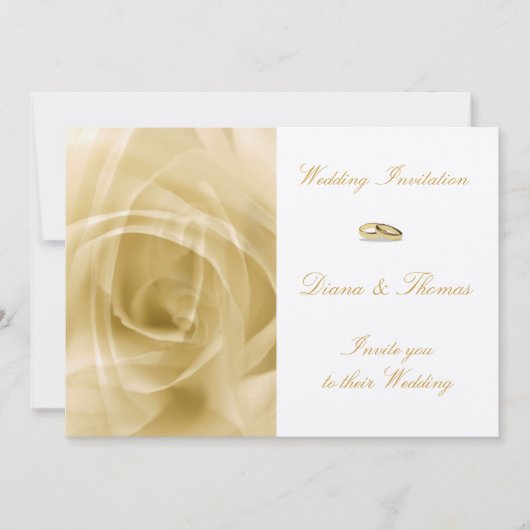 Goldene Rose - Hochzeit Einladung (Vorderseite)