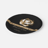 Goldene Rose Hochzeitsplatte Pappteller (Schrägansicht)