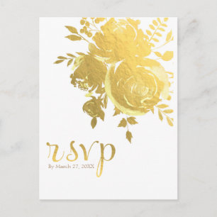 Goldene Rose Imitate Elegantes Hochzeitsszenario Einladungspostkarte