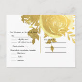 Goldene Rose Imitate Elegantes Hochzeitsszenario Einladungspostkarte (Rückseite)