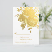 Goldene Rose Imitate Elegantes Hochzeitsszenario RSVP Karte (Stehend Vorderseite)