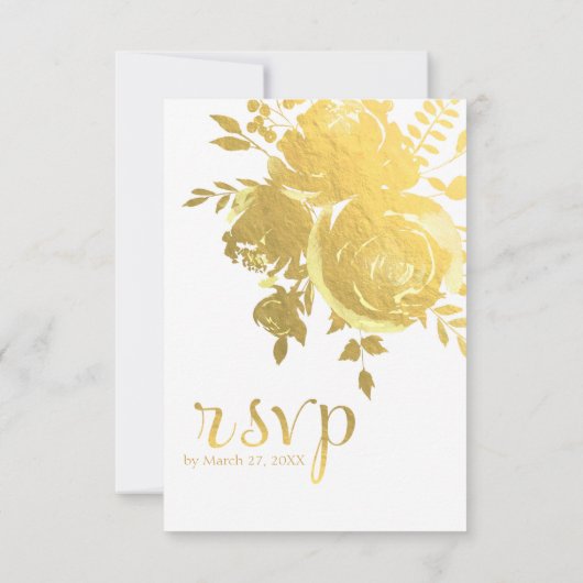 Goldene Rose Imitate Elegantes Hochzeitsszenario RSVP Karte (Rückseite)