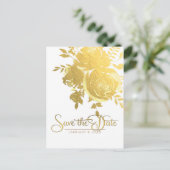 Goldene Rose Imitate Foil Elegante Moderne Save th Ankündigungspostkarte (Stehend Vorderseite)