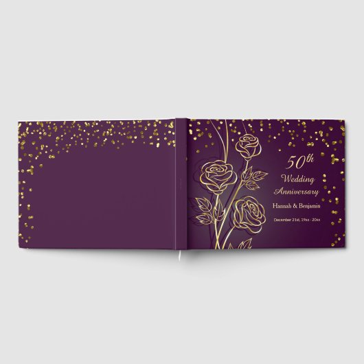 Goldene Rose, Konfetti 50. Hochzeitstag Gästebuch (Voll)