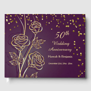 Goldene Rose, Konfetti 50. Hochzeitstag Gästebuch