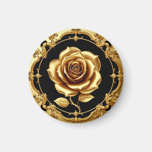 Goldene Rose Kunstwerk mit aufwendigem dekorativem Magnet