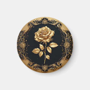 Goldene Rose Kunstwerk mit aufwendigem dekorativem Magnet
