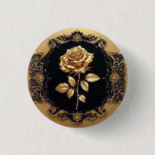 Goldene Rose Kunstwerk mit Verziertem Dekorationse Button