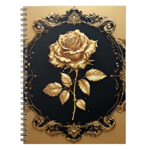 Goldene Rose Kunstwerk mit Verziertem Dekorationse Notizblock