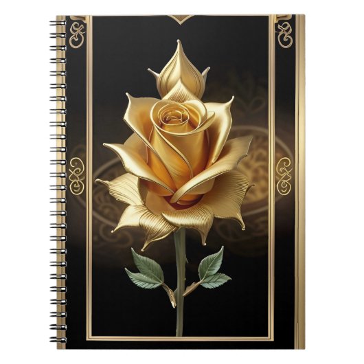 Goldene Rose mit eleganten Verzierten Details Notizblock (Vorderseite)