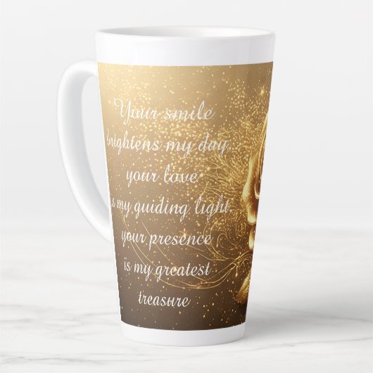 Goldene Rose mit glänzenden Teilchen Milchtasse (Linke Ecke)