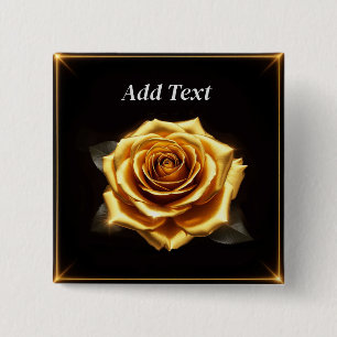 Goldene Rose mit leuchtenden Rändern Button