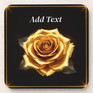 Goldene Rose mit leuchtenden Rändern Getränkeuntersetzer