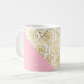 Goldene Rose mit Rosa Kaffeetasse (Vorderseite Links)