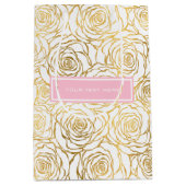 Goldene Rose mit Rosa Mittlere Geschenktüte (Vorderseite)