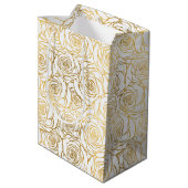 Goldene Rose mit Rosa Mittlere Geschenktüte (Rückseite Schrägansicht)