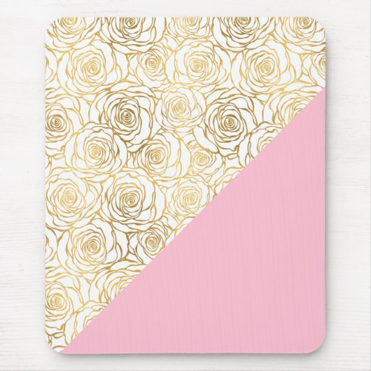 Goldene Rose mit Rosa Mousepad (Vorne)