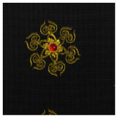 GOLDENE ROSE MIT ROTEM RUBY-Schwarz-Muster Stoff (Nahaufnahme)