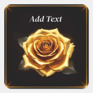 Goldene Rose mit strahlender Eleganz Romantisches  Quadratischer Aufkleber