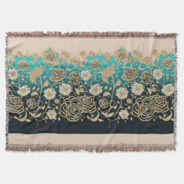 Goldene Rose mit türkisfarbenem Hintergrund Decke