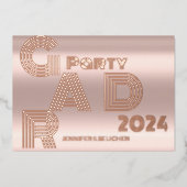 GOLDENE ROSE MODERNES GRAD PARTY FOLIENEINLADUNG (Vorderseite)