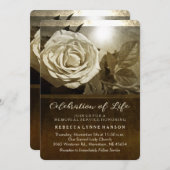 Goldene Rose Nostalgie Einladung zur Gedenkstätte (Vorne/Hinten)