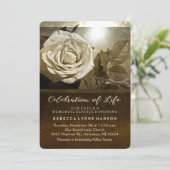 Goldene Rose Nostalgie Einladung zur Gedenkstätte (Stehend Vorderseite)